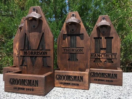 Customizado Mural personalizado de madeira Montagem abre garrafas de cerveja para casamento noivo presente