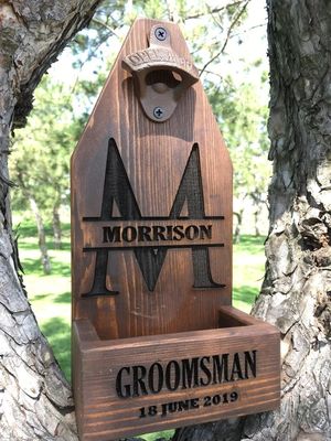 Customizado Mural personalizado de madeira Montagem abre garrafas de cerveja para casamento noivo presente