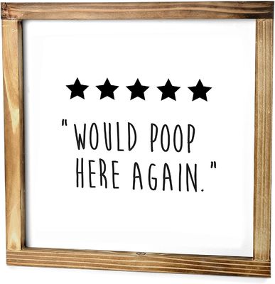 Espero que tudo saia bem 12 "x12" Decoração de parede de banheiro de madeira maciça