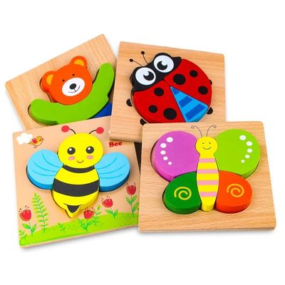 14.8x14.8x0.8 Puzzles de madeira para meninos meninas coloridos desenhos fofos brinquedos educacionais