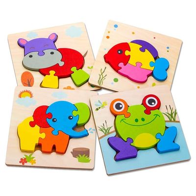 14.8x14.8x0.8 Puzzles de madeira para meninos meninas coloridos desenhos fofos brinquedos educacionais