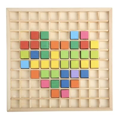 Jogo de Mesa de Matemática de Multiplicação de Madeira 7.5x7.5x0.8 polegadas Tamanho e Impressão queimada