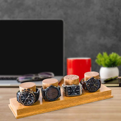 Logotipo personalizado aceitável Solid Oak Wood Watch Display Stand para estilo rústico
