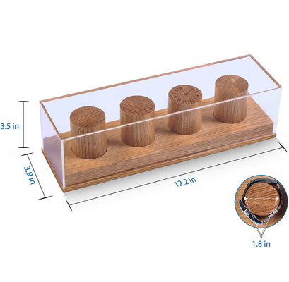 Logotipo personalizado aceitável Solid Oak Wood Watch Display Stand para estilo rústico