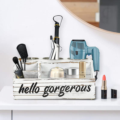 Estilo de design rústico Mural Mount Hair Styling Care Tool Organizer com logotipo personalizado