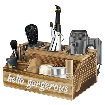 Estilo de design rústico Mural Mount Hair Styling Care Tool Organizer com logotipo personalizado
