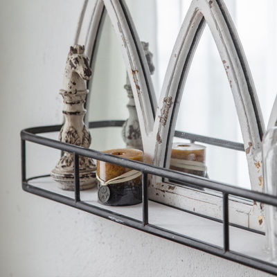 Estrutura de espelho de madeira de estilo natural Decorativo com prateleira de armazenamento Branco ou cor personalizada