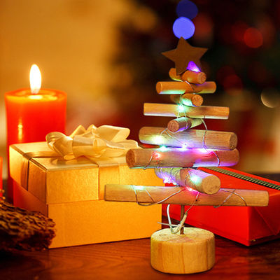 Impressão personalizada Árvores artificiais de Natal Mini Decoração de madeira para decoração de casa Árvore de Natal