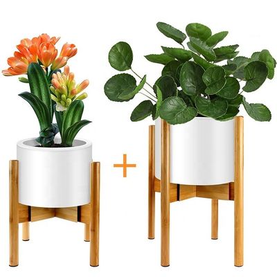 Largura ajustável 8-12 "Mid Century Moderno Bamboo Plant Stand para Indoor Outdoors