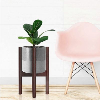 Largura ajustável 8-12 "Mid Century Moderno Bamboo Plant Stand para Indoor Outdoors