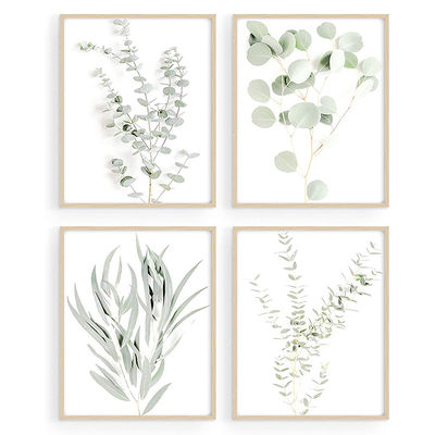 Green Plant Botanical Wall Art Set de 4/6 Plant Wood Wall Decor Pictures 8"x10" Ferro