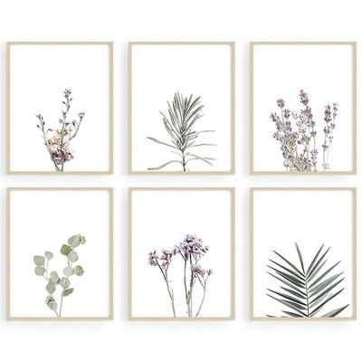 Green Plant Botanical Wall Art Set de 4/6 Plant Wood Wall Decor Pictures 8"x10" Ferro
