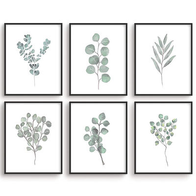 Green Plant Botanical Wall Art Set de 4/6 Plant Wood Wall Decor Pictures 8"x10" Ferro