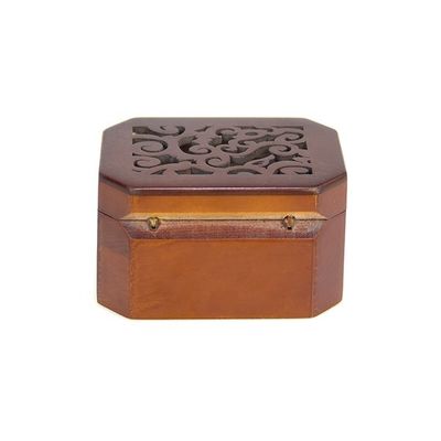 Caixinha de música de jóias de madeira com impressão de tela de seda e desenho queimado