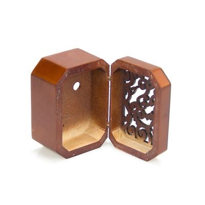 Caixinha de música de jóias de madeira com impressão de tela de seda e desenho queimado