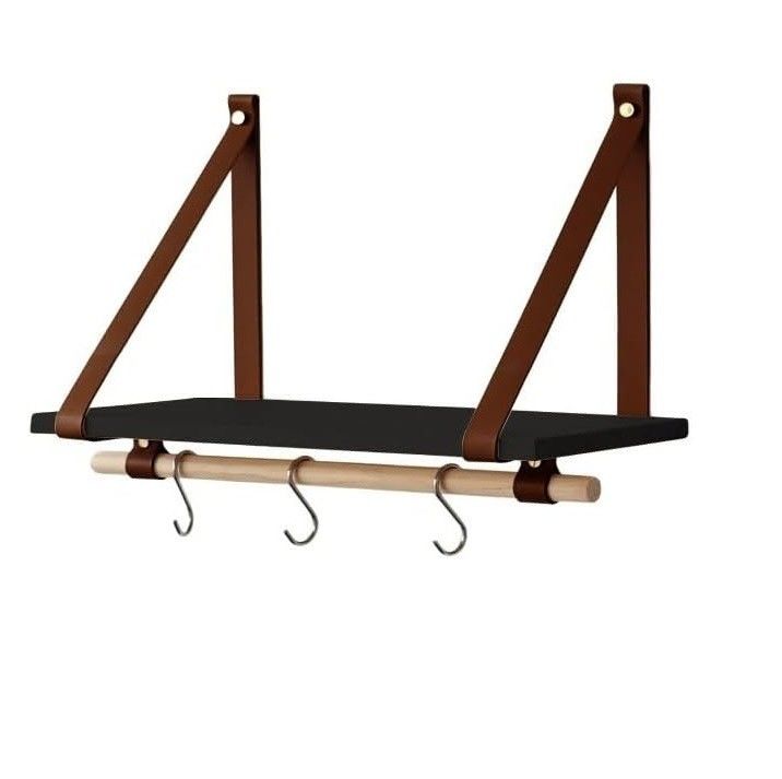 Como seu pedido 45X20 Preto Pu Castanho Couro Faixa Parede Prateleira Flutuante Prateleira de Madeira Moderna