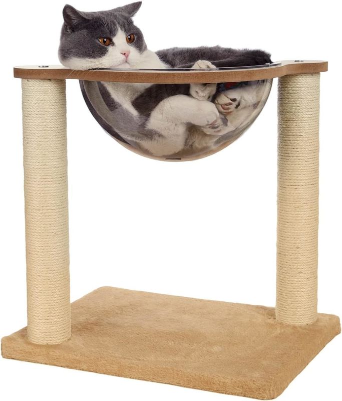 Árvore de gato moderna com rede de rede natural para gatos e gatinhos