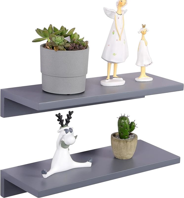 Prateleira decorativa de parede Conjunto de 2 prateleiras flutuantes de madeira de pinho Mural montado para sala de estar