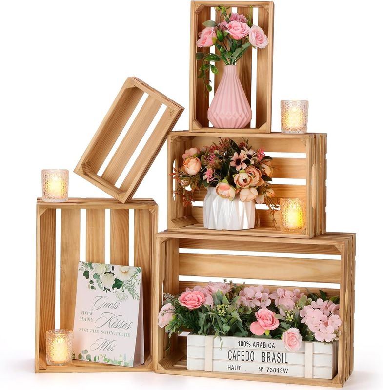 5 Pcs de caixas de madeira decorativas de nidificação para armazenamento e exibição