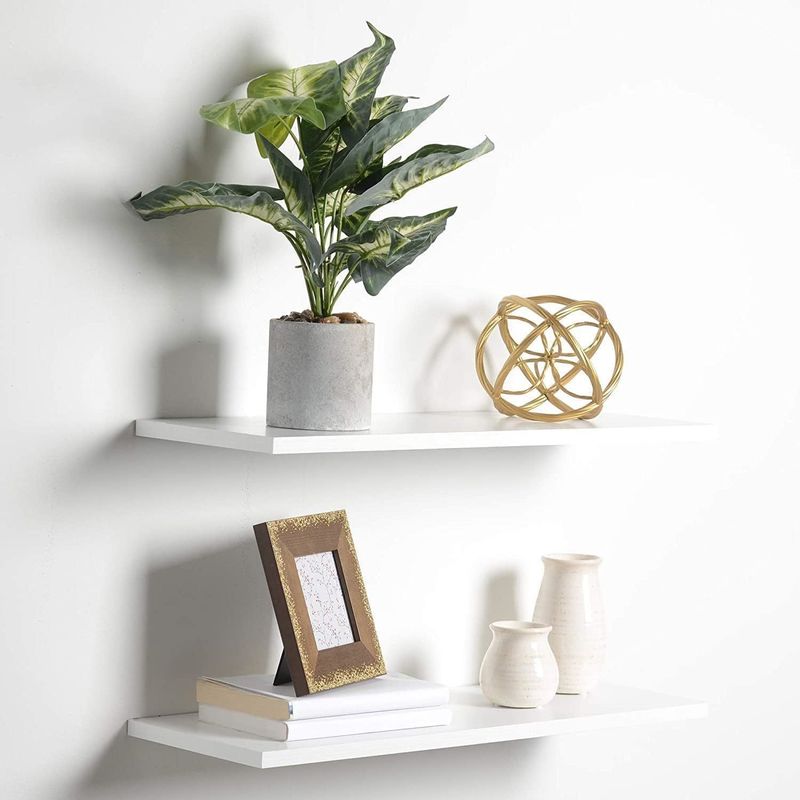 Estante de livros flutuante decorativo de madeira branca 60X20 para decoração de casa Função de banheiro