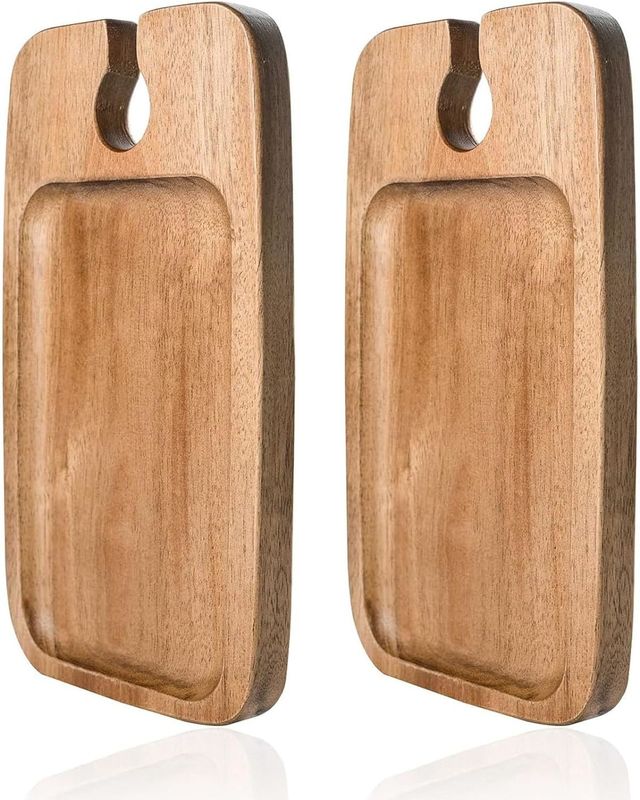 Set de cozinha com 2 bandejas de madeira de acácia com porta-vinho e tabuleiros de queijo