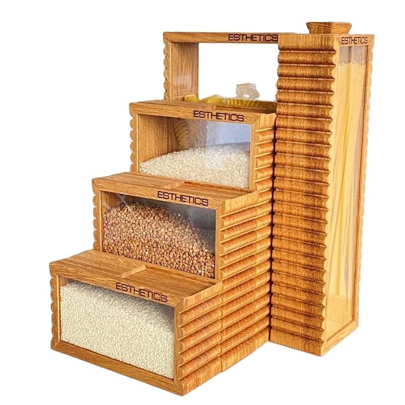 Topo de armazenamento de alimentos de design funcional para pasta de arroz em acessórios de cozinha ecológicos