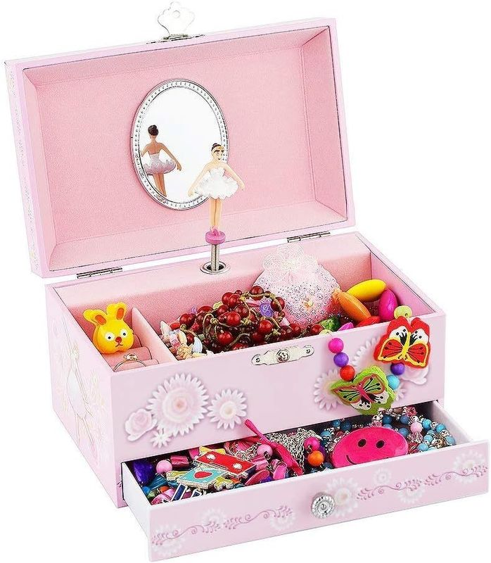 Pacote de presente Personalizado Princesa MDF Rosa Ballerina Tema Musical Caixa de jóias para meninas
