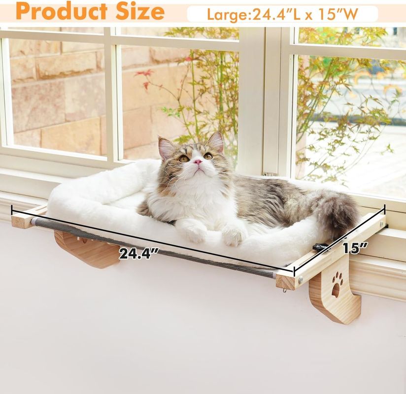 Tamanho personalizado fácil de ajustar Janela de madeira cama de gato Janela hamaca para sala de estar