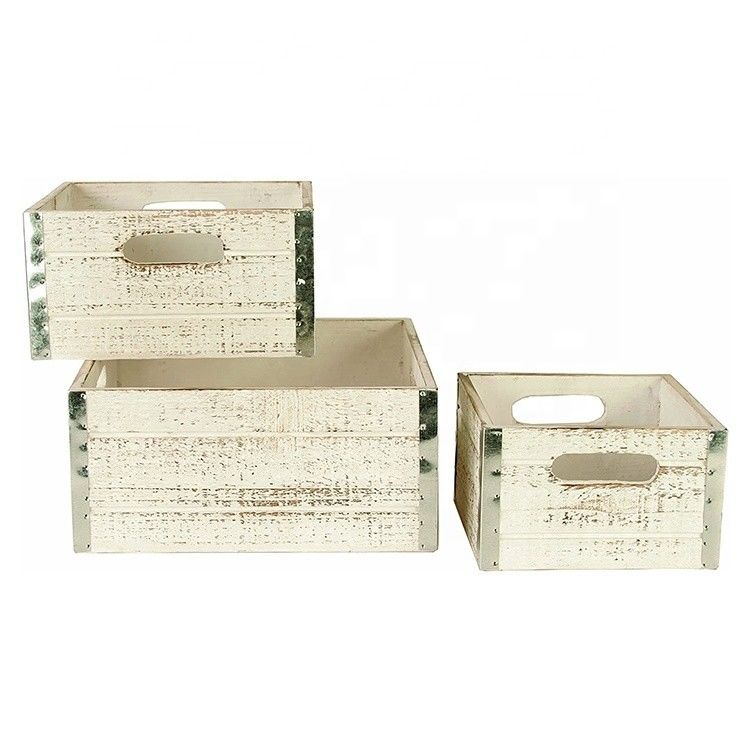 Caixas de maçã de madeira para artesanato em bruto Conjunto de 3 caixas de impressão personalizadas