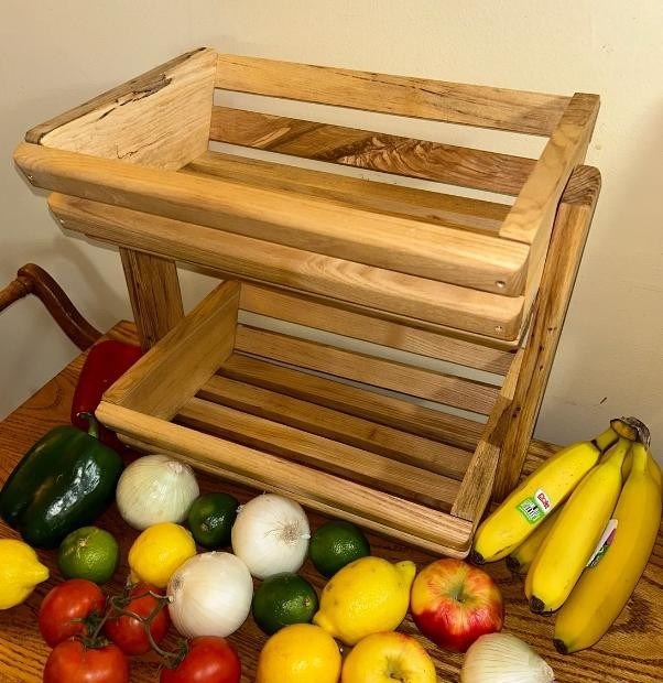 Detentor de produtos de cozinha de madeira maciça para armazenar cuidadosamente frutas e legumes 34x10x10cm