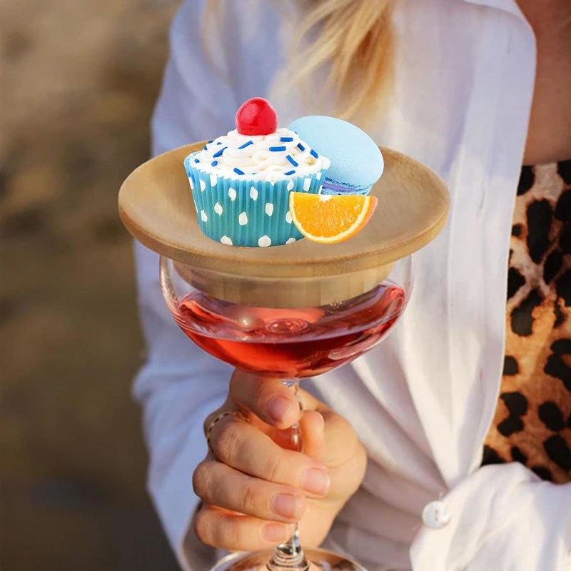 Vaso de vinho de madeira de tabuleiro de charcuterie conjunto de 6 para evitar salpicos de vinho tinto