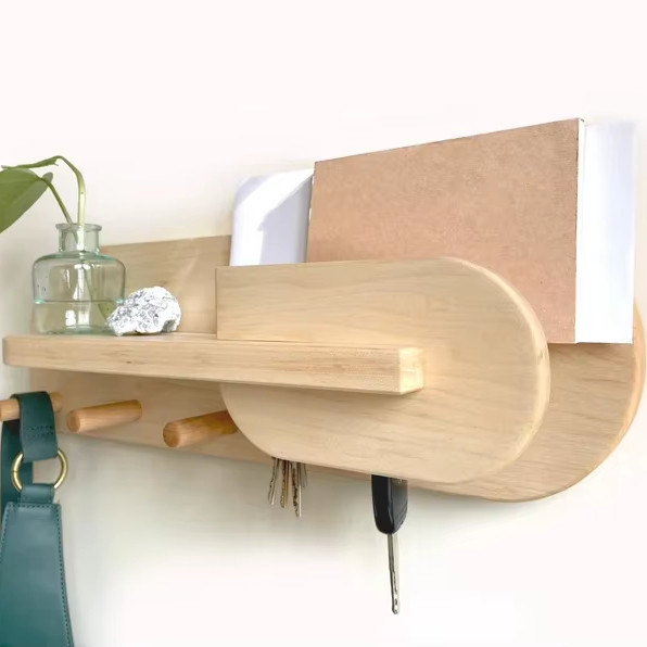 Organizador de entrada de sala de estar Montador de parede Estante de casaco com portador de chave de logotipo personalizado