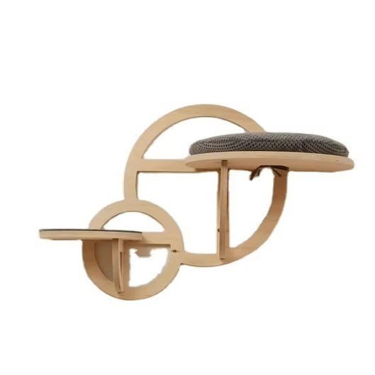 Mobiliário de gato moderno Parede de trepadeira de gato de madeira com escada e serigrafia