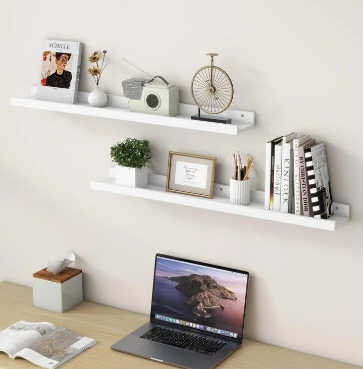 Móveis de sala de estar 2 peças de madeira maciça Prateleiras flutuantes para exibição de parede minimalista