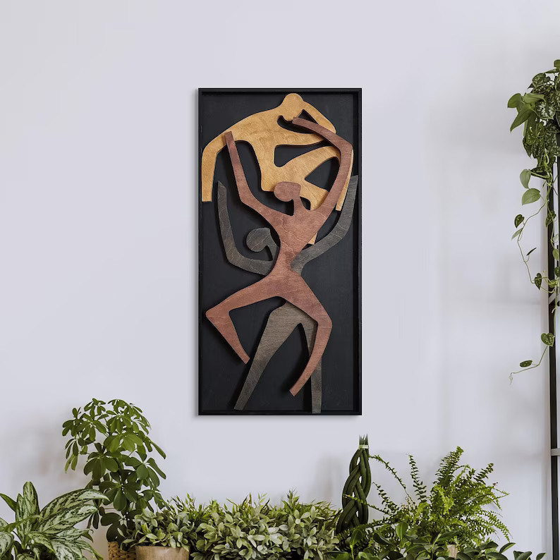 Decoração de escritório Atualização de parede de madeira pendurada Casa de acolhimento presente de madeira humana Arte vertical de parede