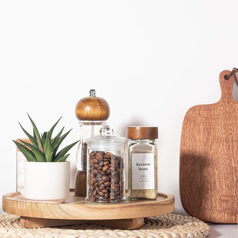 Tela redonda decorativa de madeira para impressão de tela de seda Organizador de madeira de 10 polegadas para balcão de banheiro