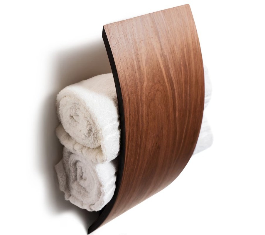 Prateleira de toalhas de madeira com logotipo personalizado e design multifuncional