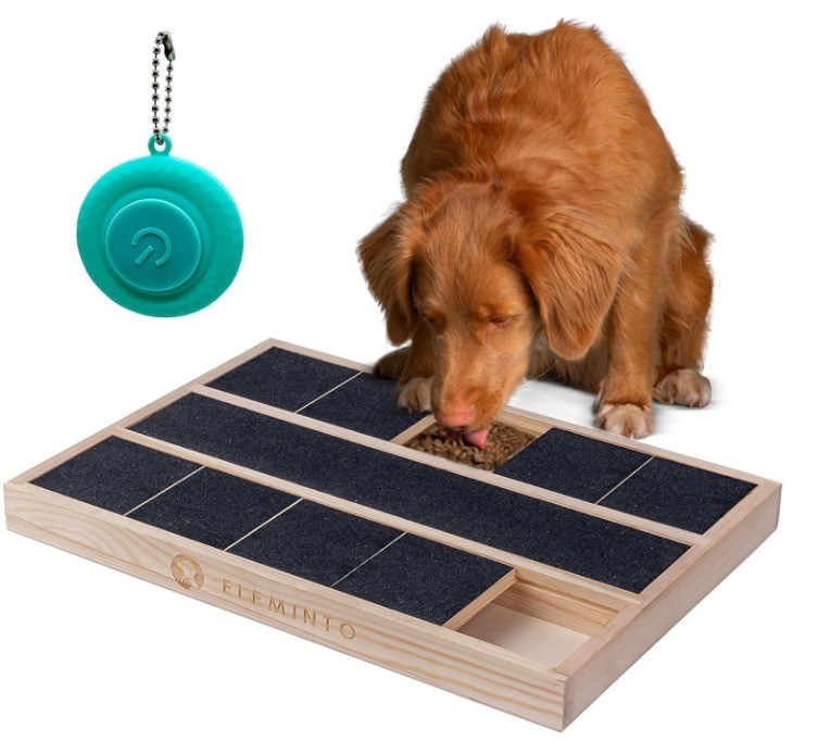 Caixinha de arranhão de unhas de cão de madeira OEM com divisor de alimentos Logotipo personalizado Caixa de madeira de pinheiro