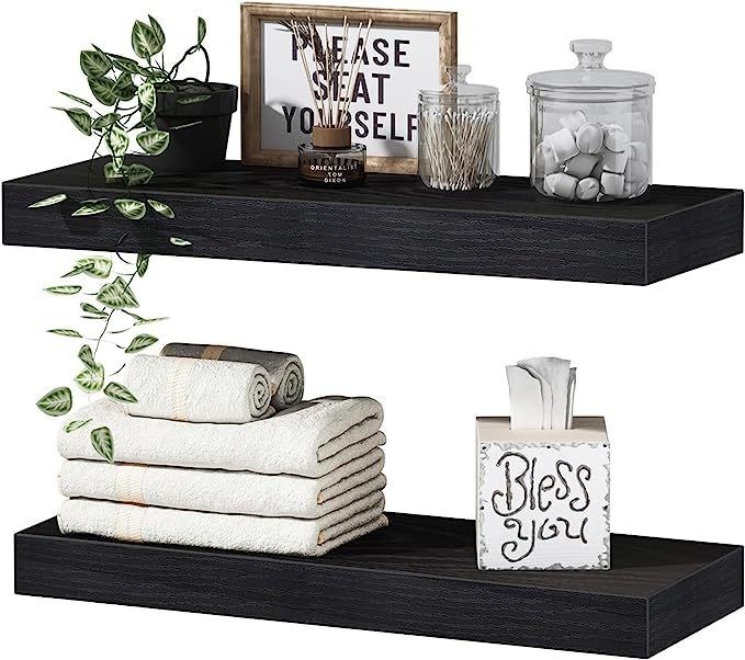 Conjunto de embalagem de correio de 2 prateleiras flutuantes de madeira de estilo rústico para decoração doméstica requintada