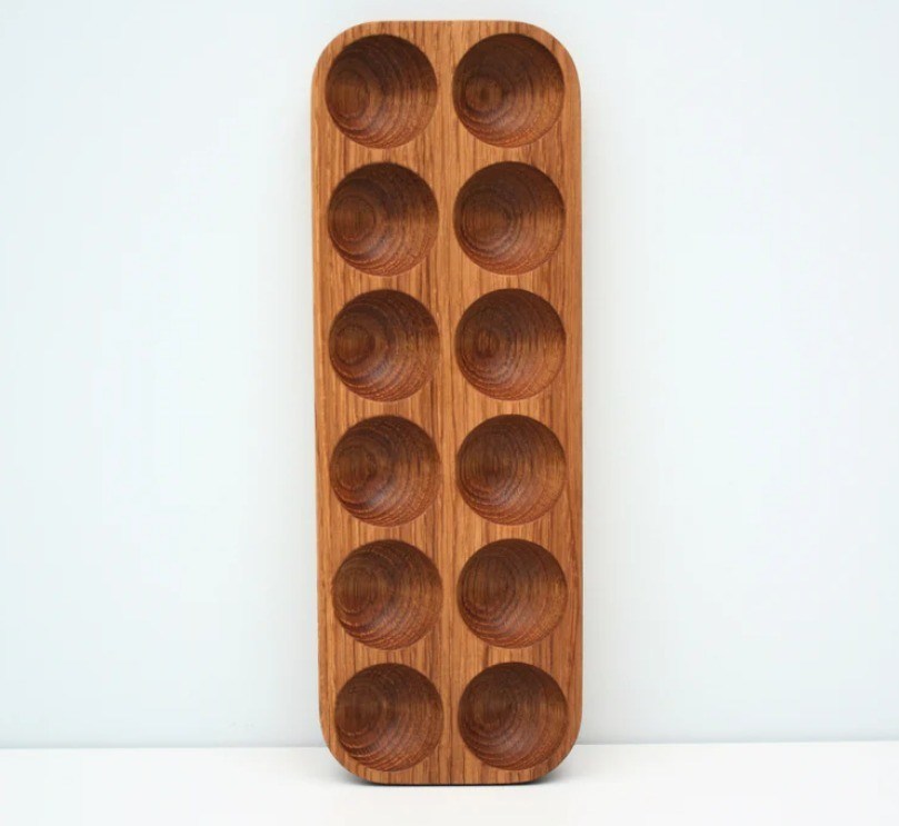 Prático suporte de ovo de madeira de nível único para organização de balcão