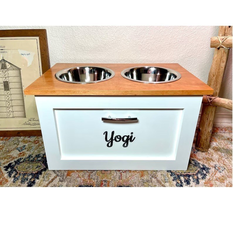 Pequenos Animais de estimação Animais Estação de alimentação Idade Animais de estimação 2 Cachoeira Erguida Alimentador para cães elevado com gaveta