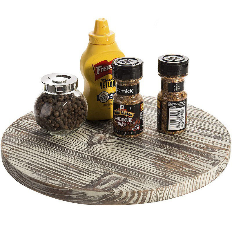 Wood Lazy Susan Turntable para cozinha mais recente estilo de design de fazenda Impresso e queimado