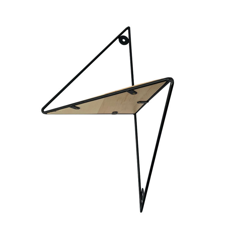 Estante de exibição multifuncional de parede triangular de madeira de metal para armazenamento em casa