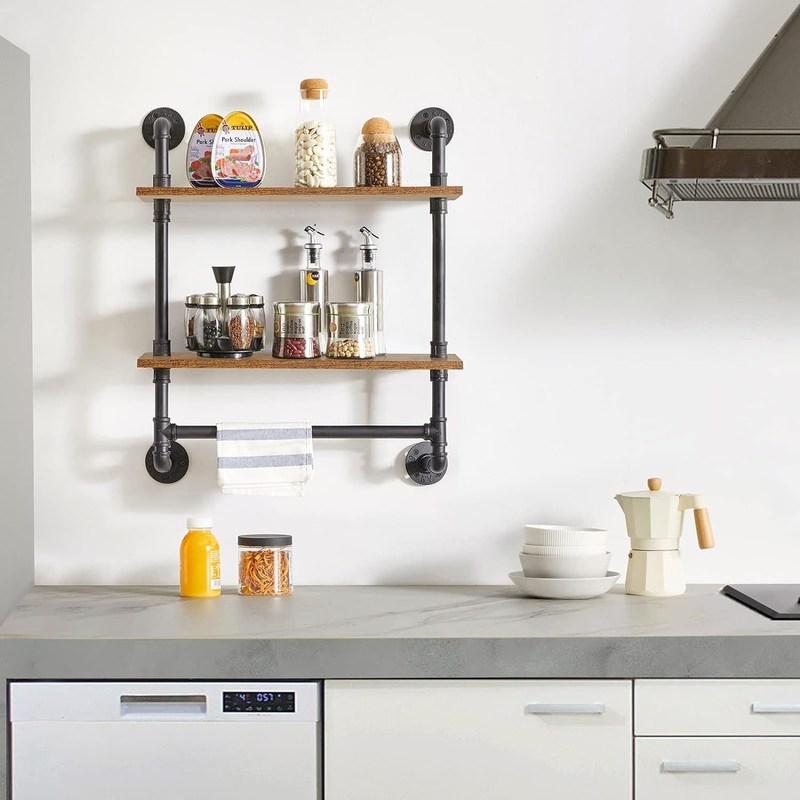 Equipamento doméstico Exibição de parede Estante de livros Estante de tubos industriais para armazenamento de escritório de cozinha
