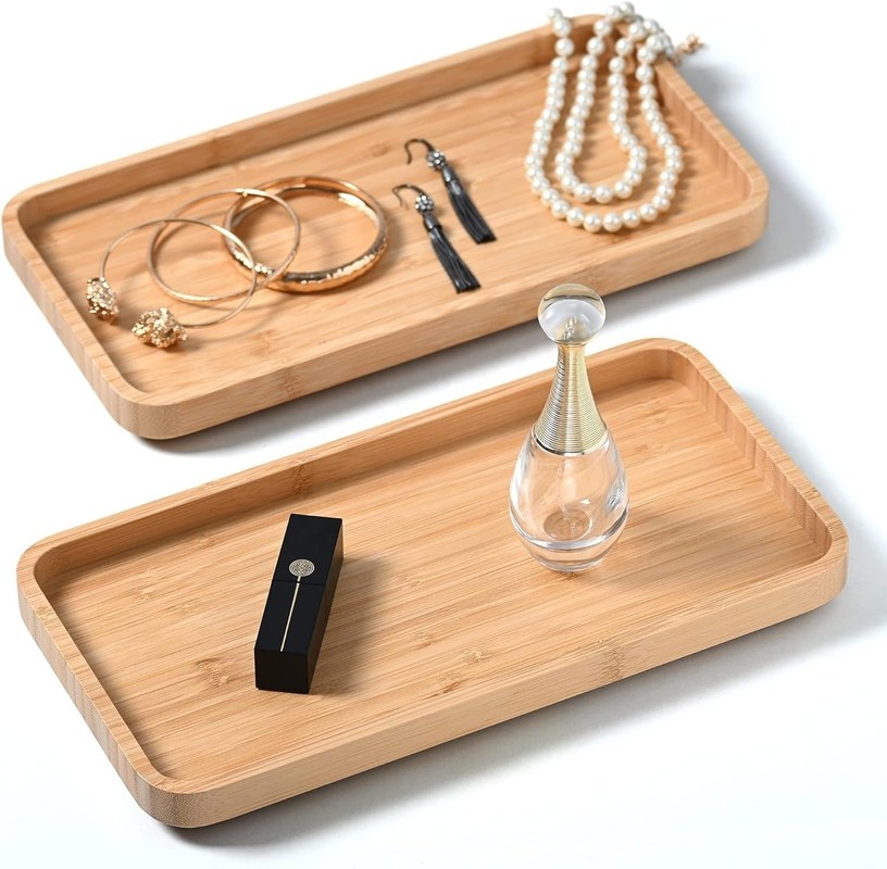 Tray de serviço de bambu empilhável orgânico moderno e quente para tigela de chá