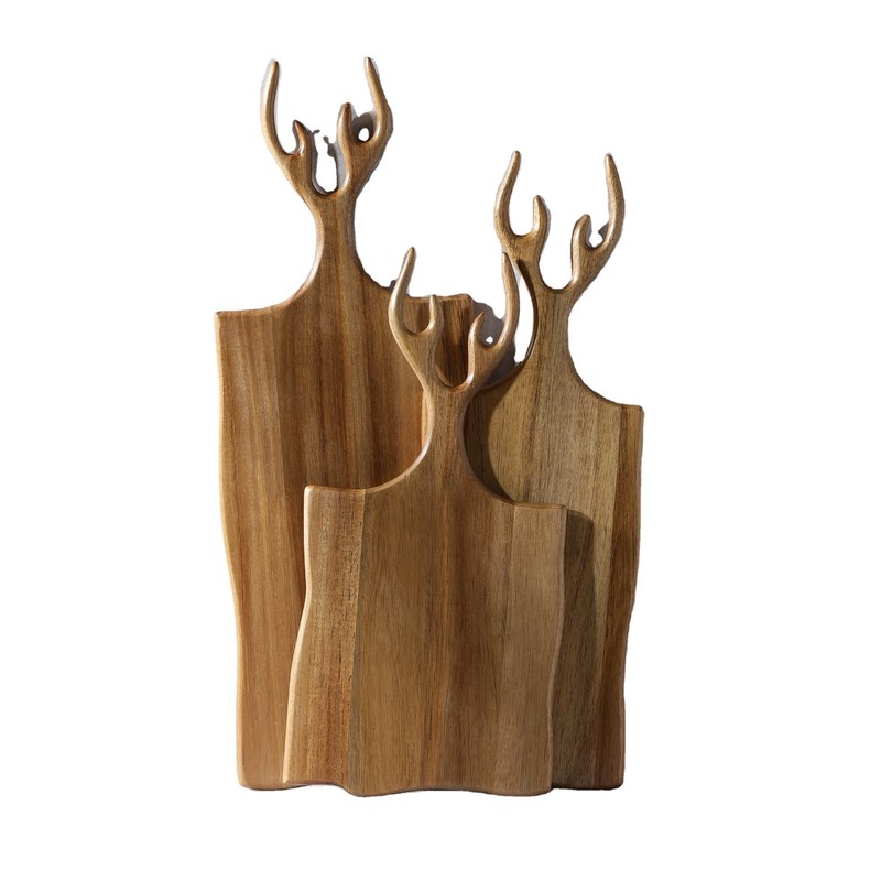 Tabelas de corte de acacia de oliva multiuso Conjunto de 3 com alça de tamanho personalizado