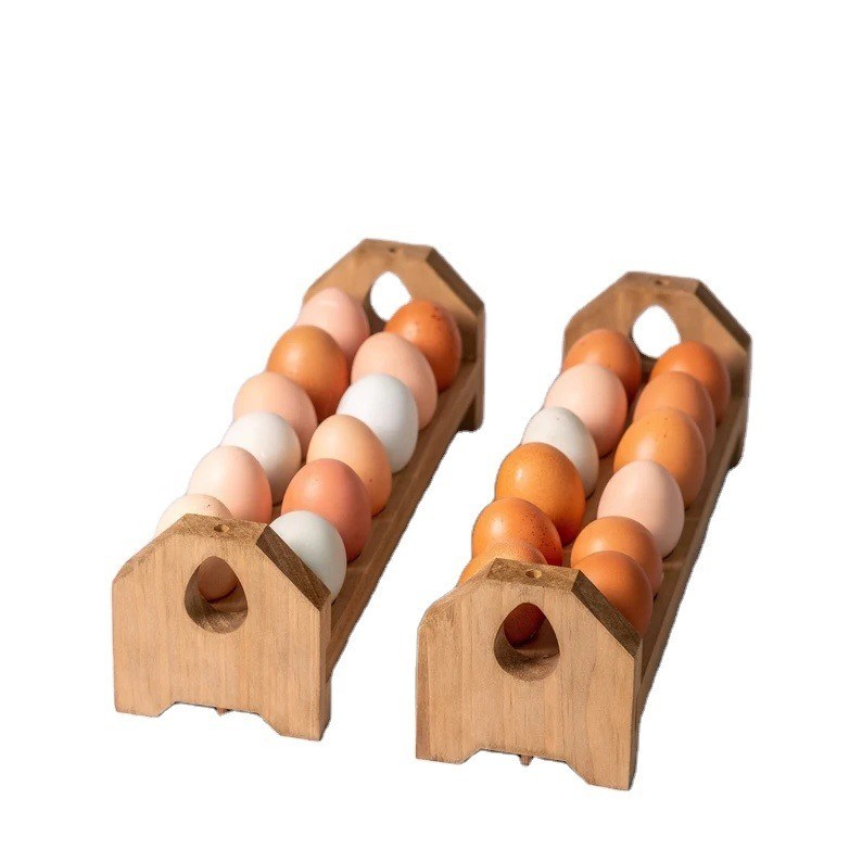Caixa de cartão de ovos de madeira de madeira de bambu ou customização de madeira porta de ovos para a cozinha da fazenda
