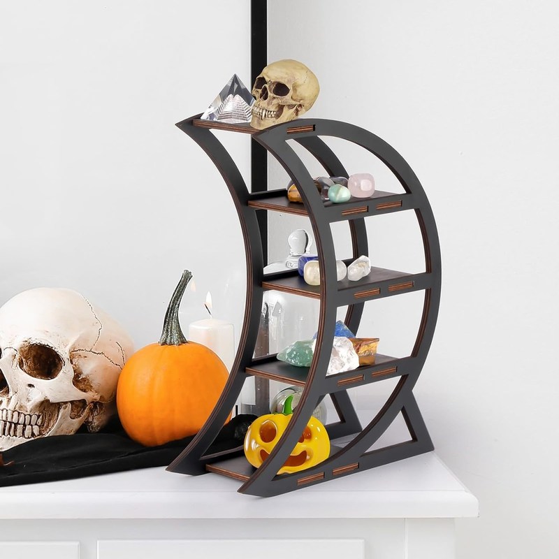 Apartamento Prateleira de display de cristal de madeira Porta Lua Prateleiras decorativas para sala de estar