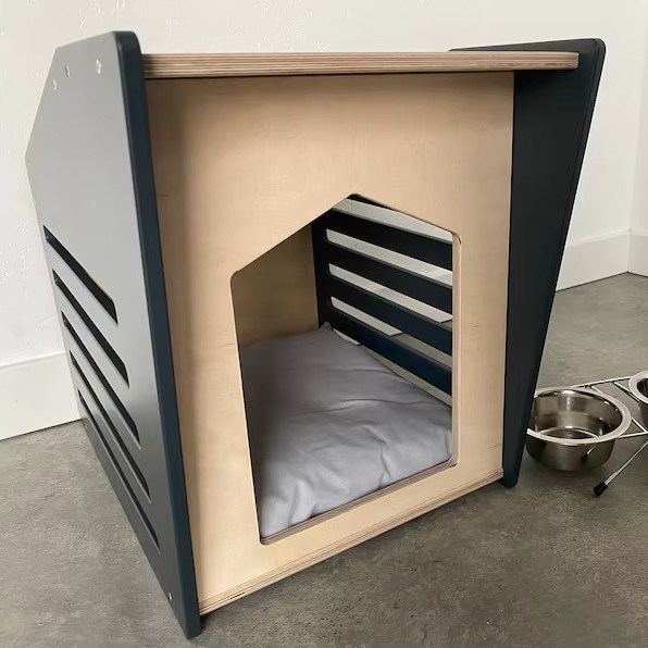 Casa de animais de estimação de madeira moderna montada na parede do gato