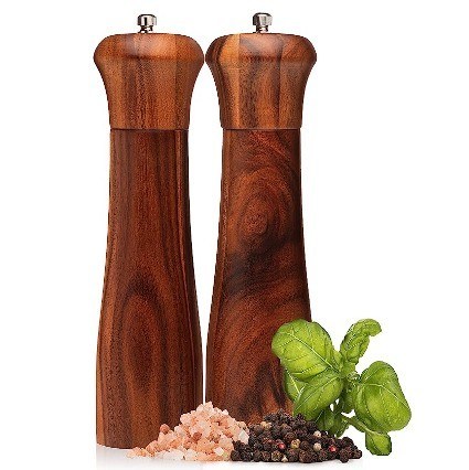 Conjunto de moedor de sal e pimenta de madeira Mecanismo de moagem cerâmica ajustável para indústria alimentar